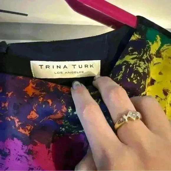 TRINA TURK Womens FOSSE SHANGHAI SILK Satin Multi-Color Short Dress Sz 2 - Picture 3 of 6